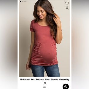 PinkBlush Rust Ruched Short Sleeve Maternity Top